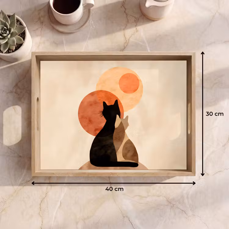 Bandeja - Gatos - Negro - Abstracto - Círculos — 7