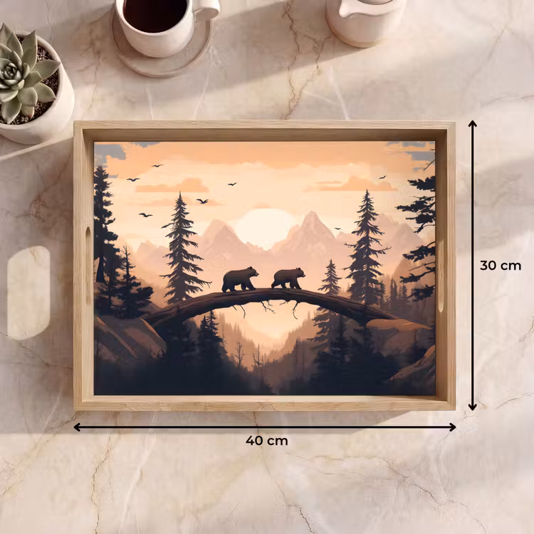 Bandeja - Osos - Árboles - Paisaje - Puesta de sol — 7