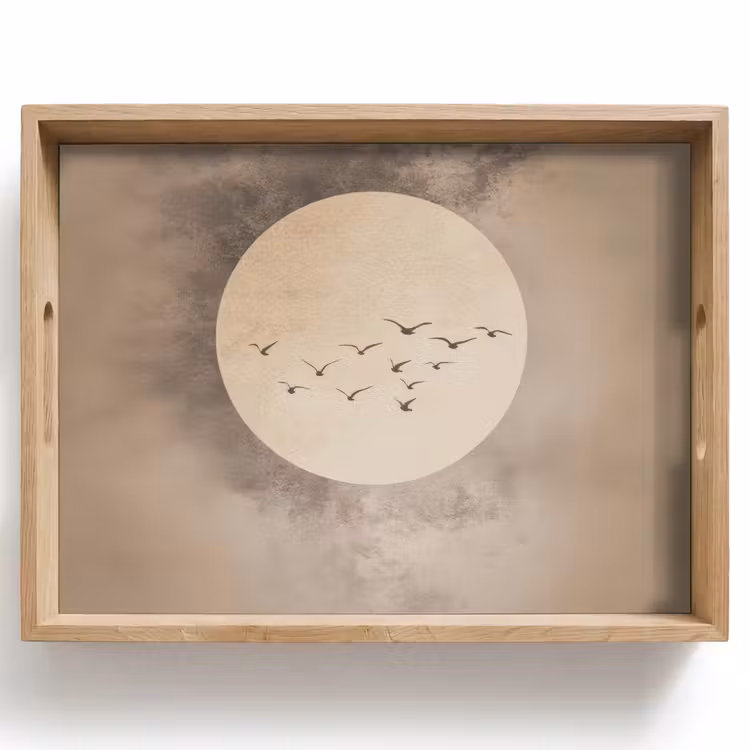 Bandeja - Pájaro - Beige - Japandi — 1
