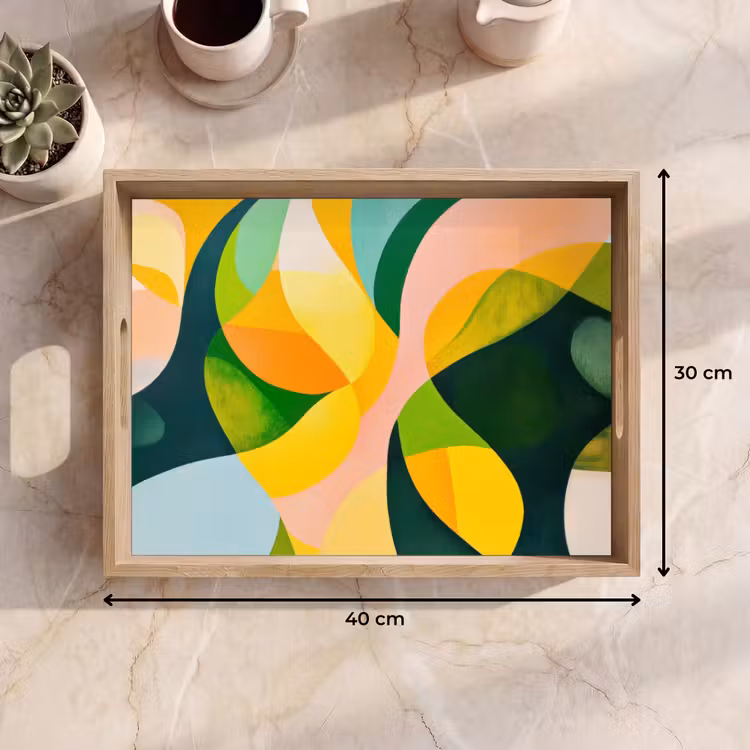 Bandeja - Abstracto - Amarillo - Rosa - Verde — 7