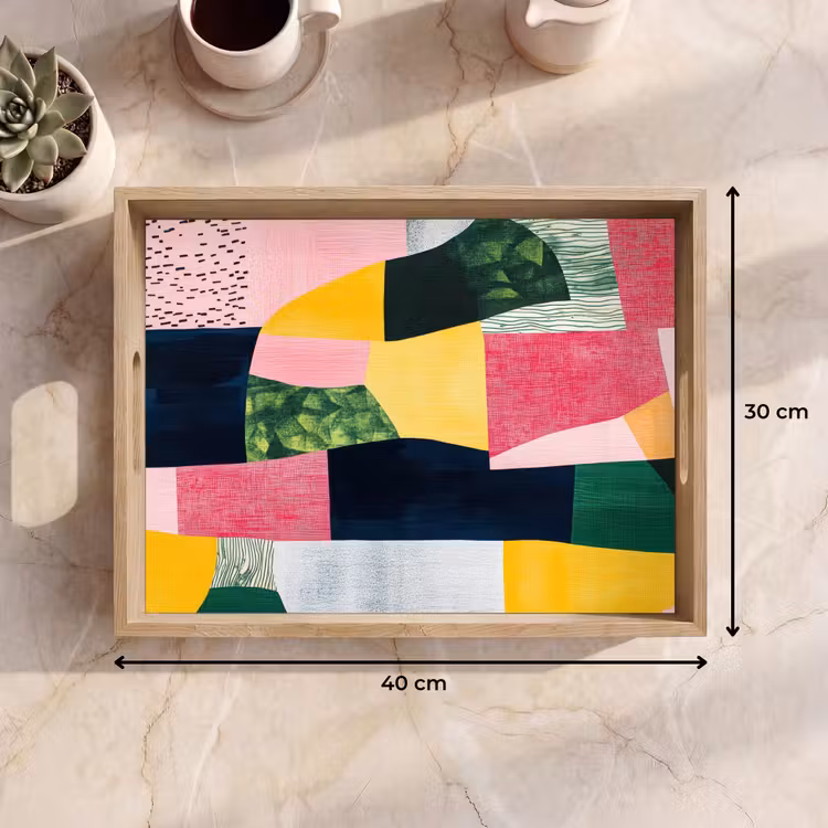 Bandeja - Abstracto - Rosa - Formas - Amarillo — 7