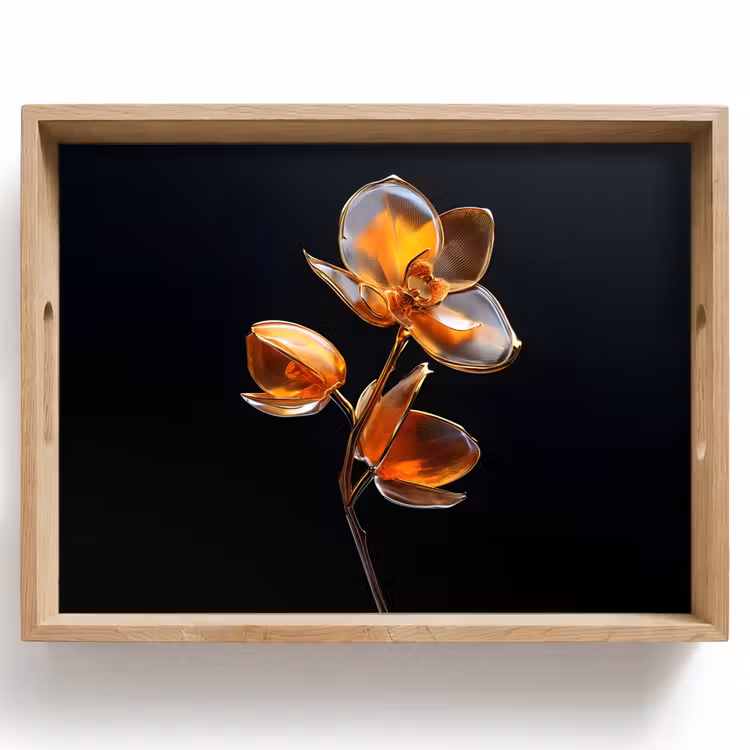 Bandeja - Flor - Orquídea - Naranja — 1