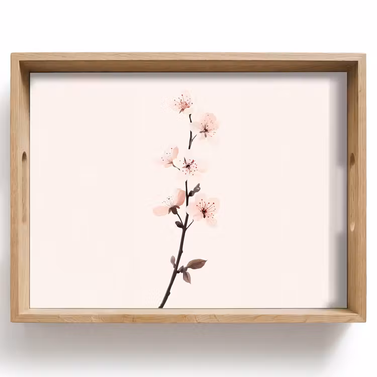 Bandeja - Minimalista - Flor - Rama - Rosa — 1