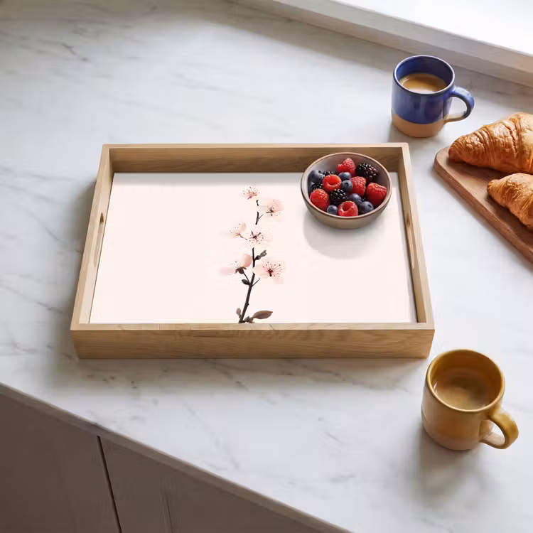 Bandeja - Minimalista - Flor - Rama - Rosa — 3