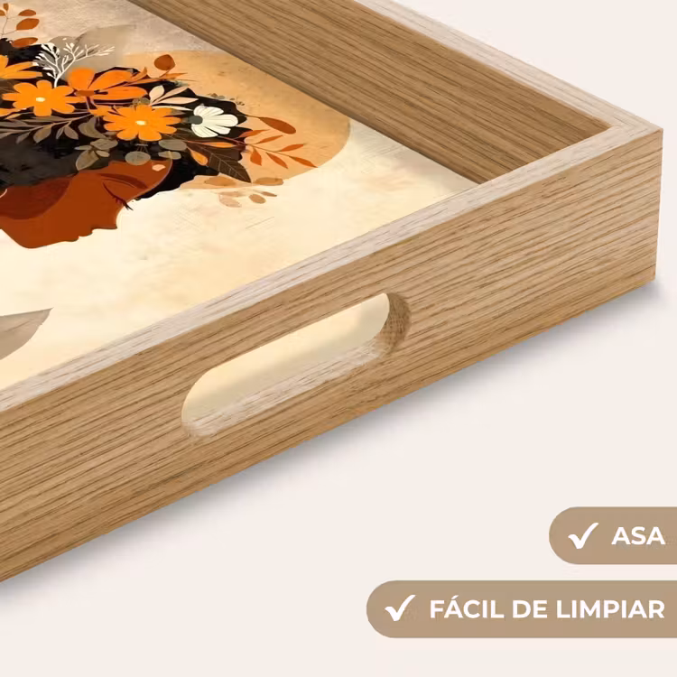 Bandeja - Mujer - Rizos - Flores - Beige — 8