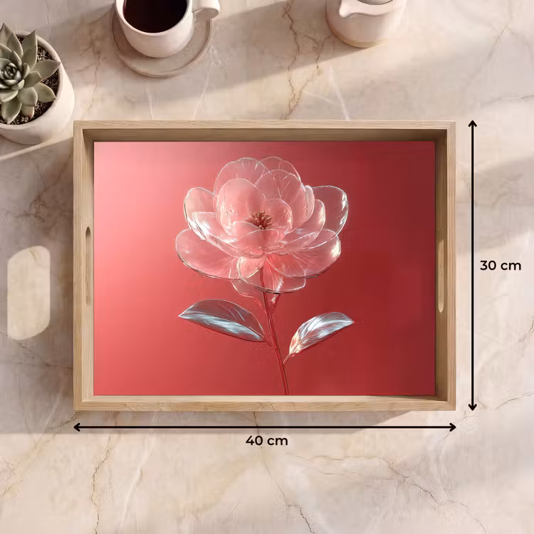 Bandeja - Ornamentado - Flor - Rosa - Gafas — 7