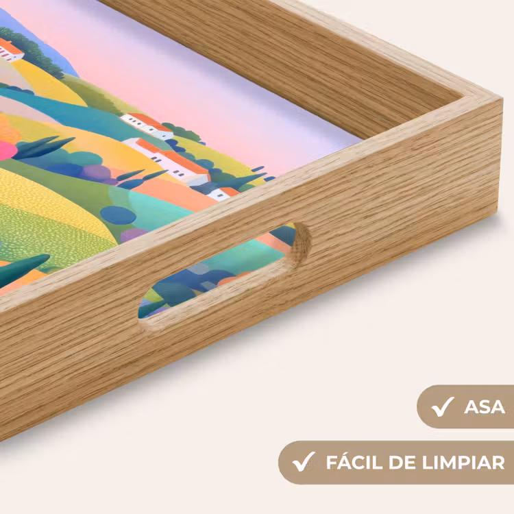 Bandeja - Paisaje - Morado - Pastel - Casas — 8