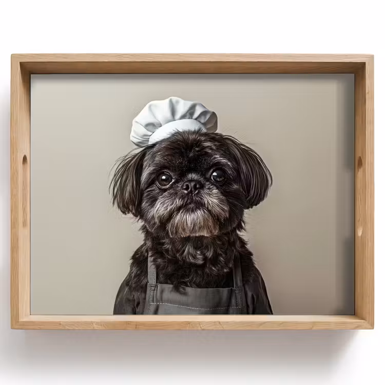 Bandeja - Ropa de cocinero - Negra - Perro — 1