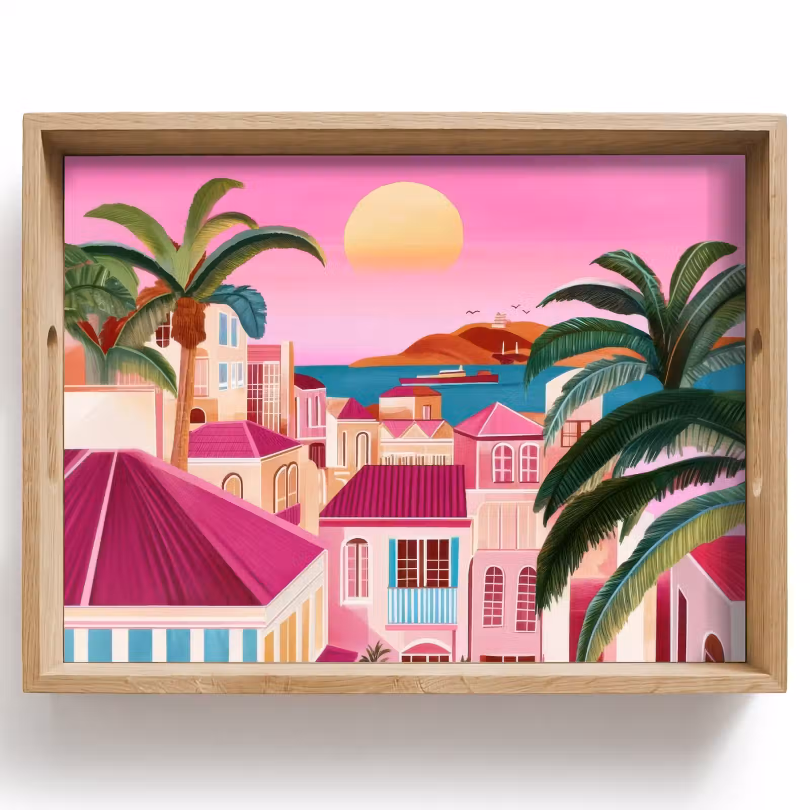 Bandeja - Ciudad - Rosa - Palmeras — 1