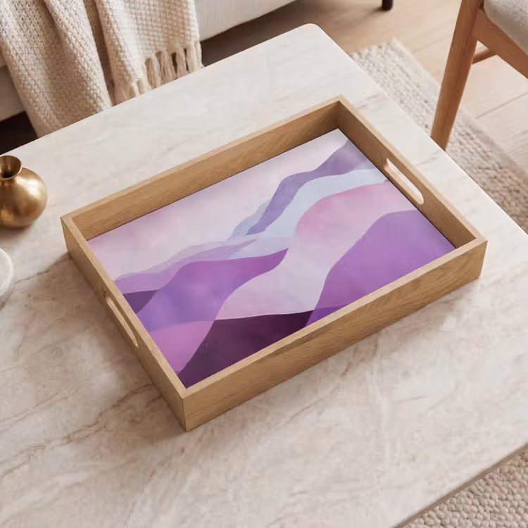 Bandeja - Abstracto - Colinas - Paisaje - Morado — 2