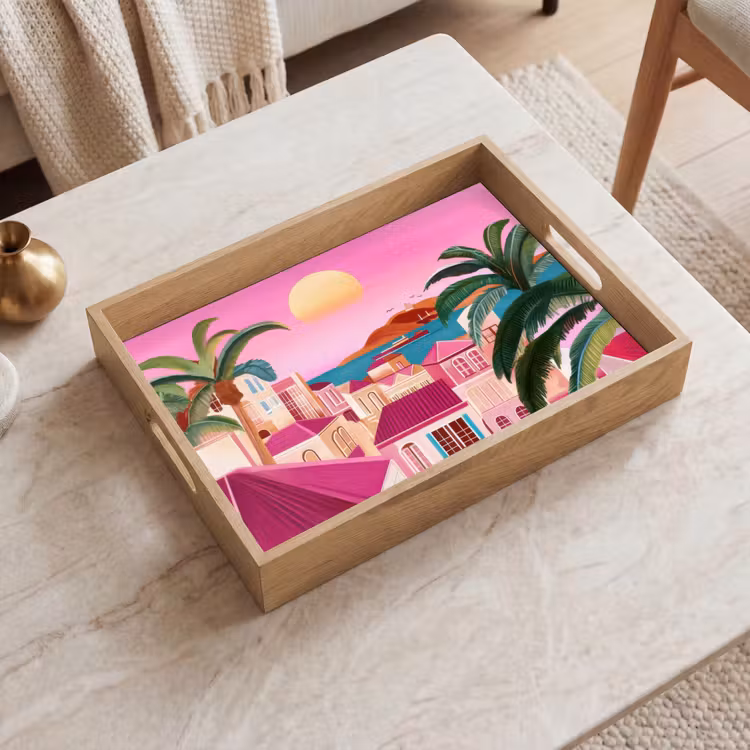 Bandeja - Ciudad - Rosa - Palmeras — 2