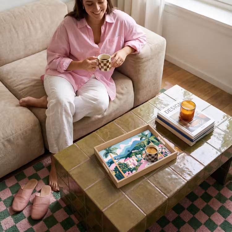 Bandeja - Colorido - Casas - Colinas - Rosa — 4