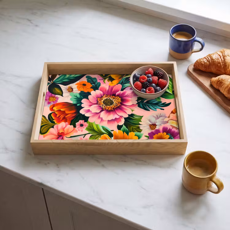 Bandeja - Flores - Colorido - Rosa — 3