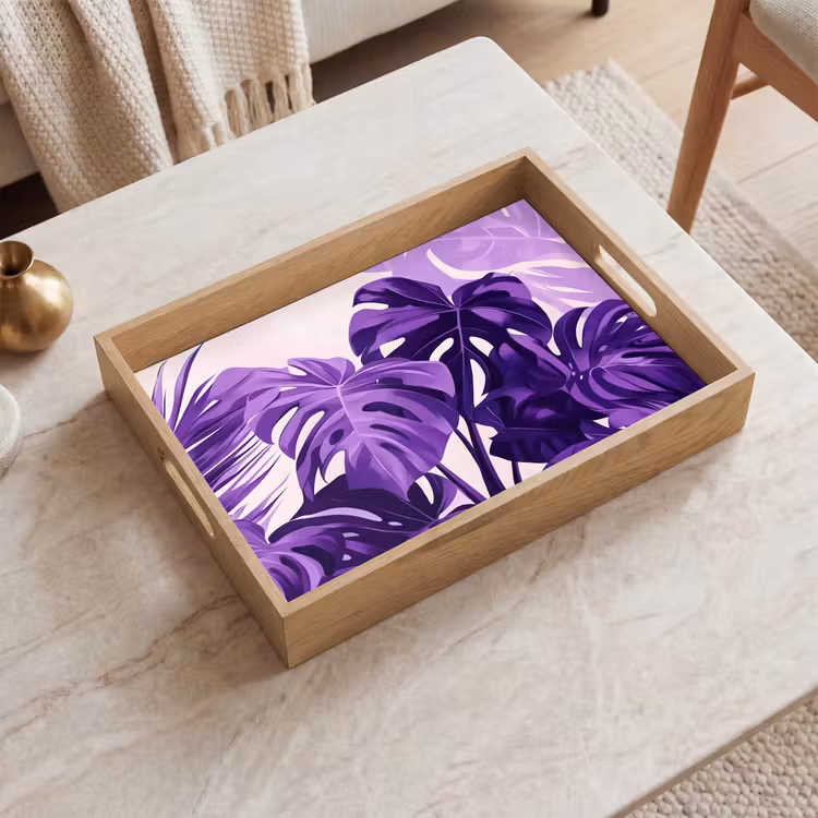 Bandeja - Hojas - Violeta - Tropical - Abstracto — 2