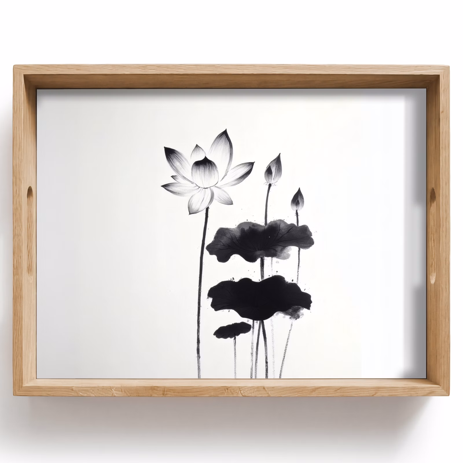 Bandeja - Hojas - Negro - Flor de loto - Minimalista — 1