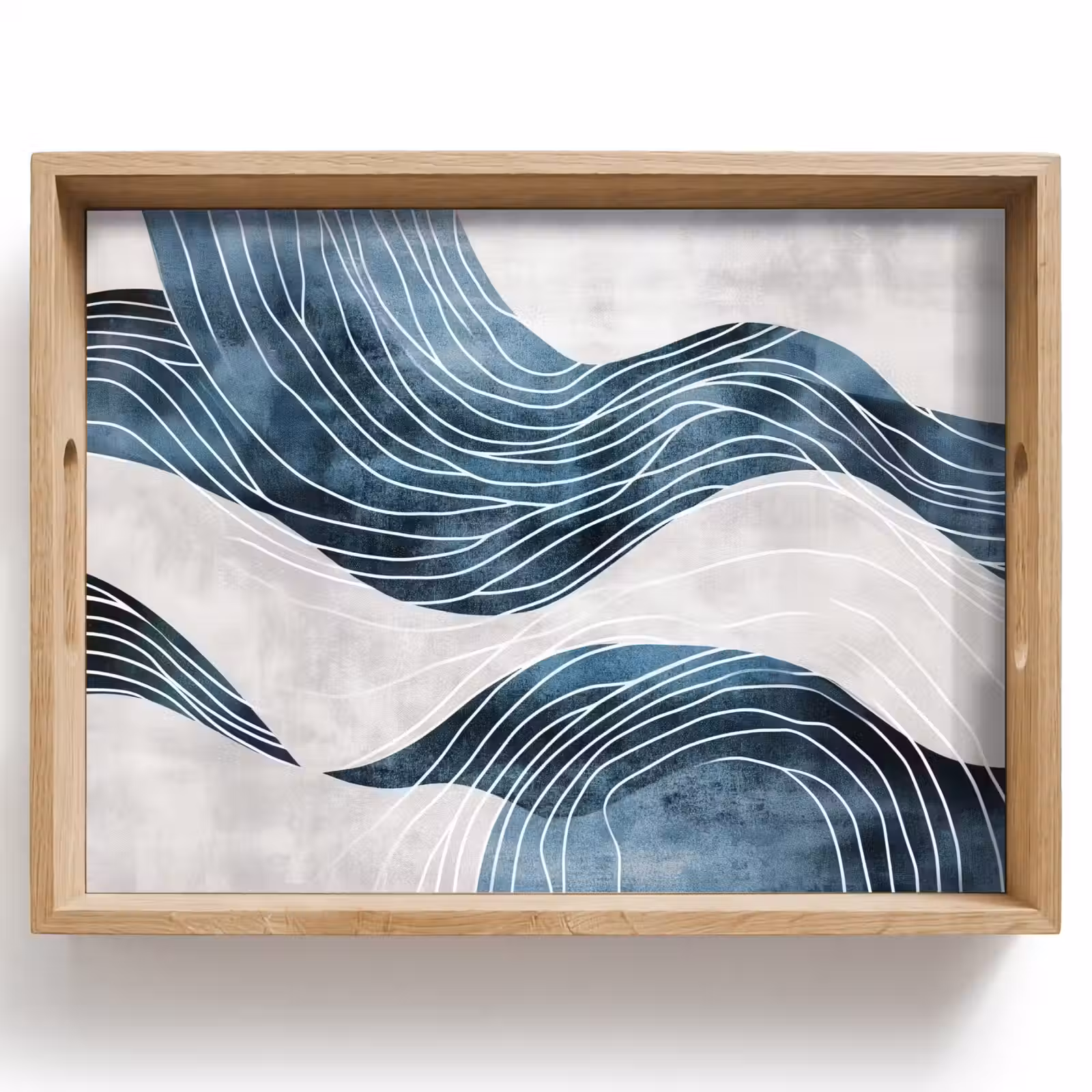 Bandeja - Líneas - Olas - Abstracto - Azul — 1