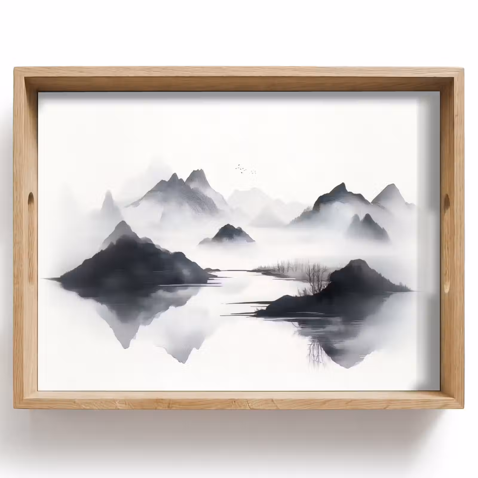 Bandeja - Montañas - Niebla - Agua - Blanco — 1
