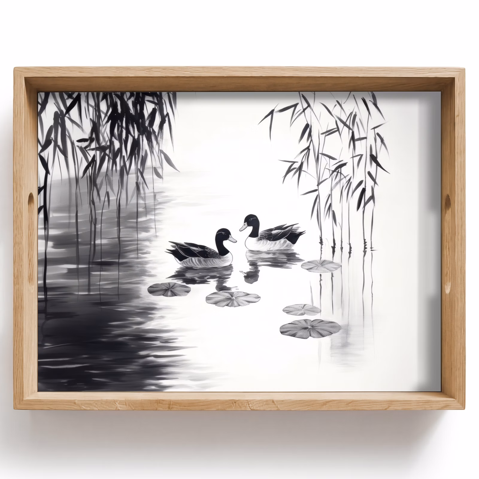 Bandeja - Patos - Nenúfares - Juncos - Negro — 1