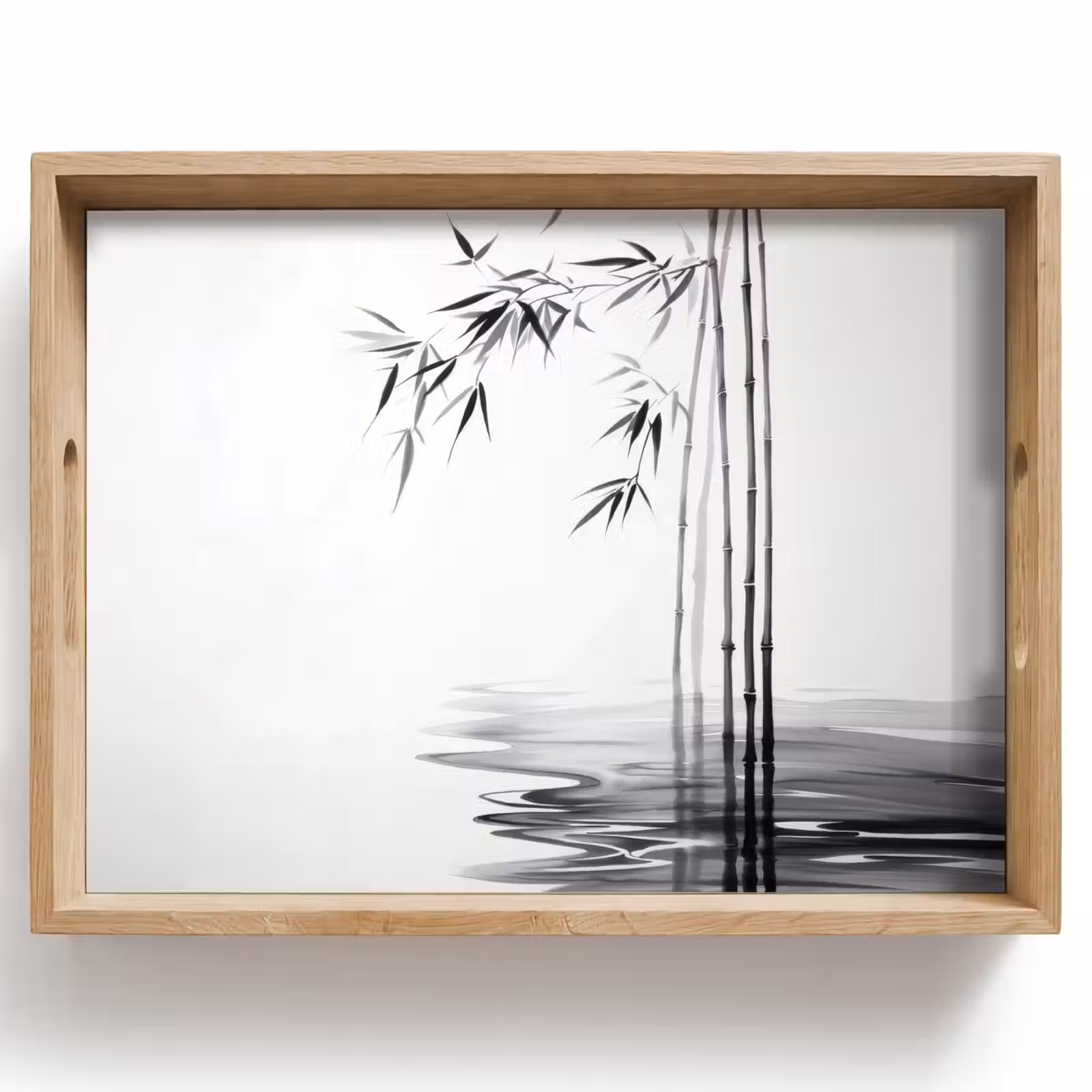 Bandeja - Troncos de bambú - Agua - Minimalista - Blanco — 1