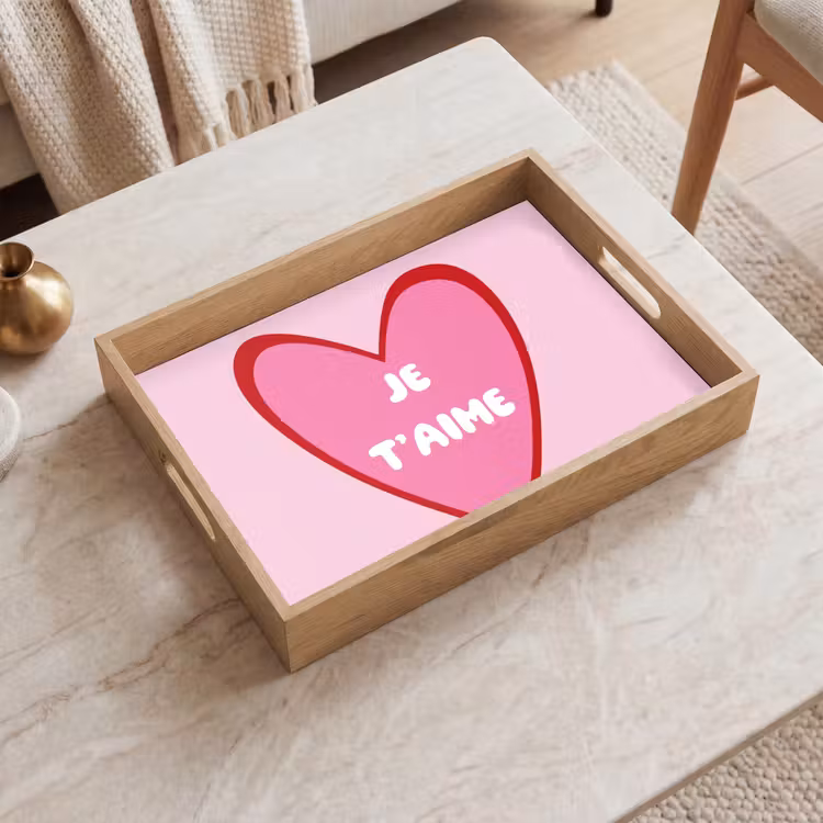 Bandeja - Corazón - Francés - San Valentín - Rosa — 2
