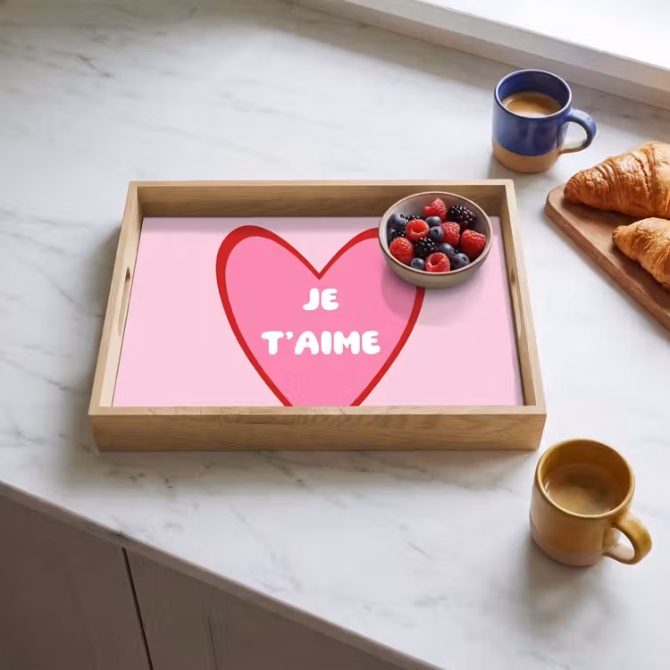 Bandeja - Corazón - Francés - San Valentín - Rosa — 3