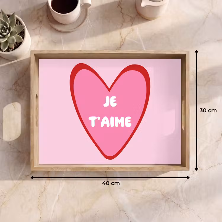 Bandeja - Corazón - Francés - San Valentín - Rosa — 7