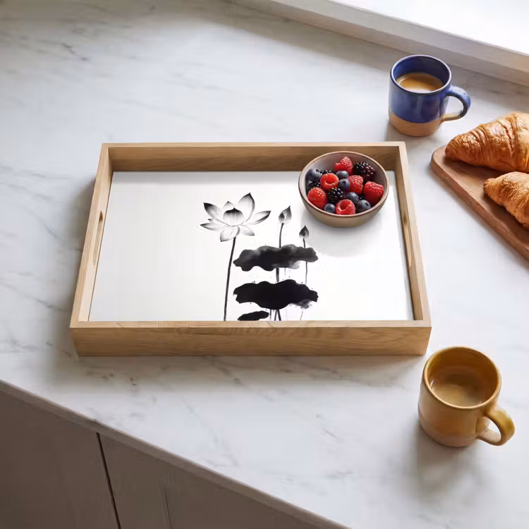 Bandeja - Hojas - Negro - Flor de loto - Minimalista — 3