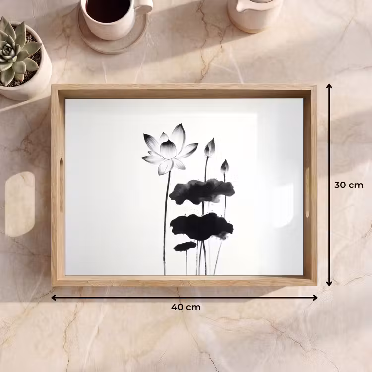 Bandeja - Hojas - Negro - Flor de loto - Minimalista — 7