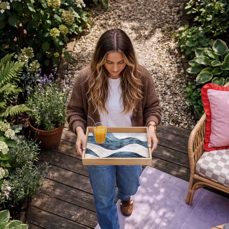 Bandeja - Líneas - Olas - Abstracto - Azul — 6