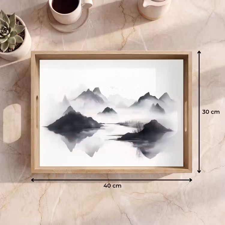 Bandeja - Montañas - Niebla - Agua - Blanco — 7