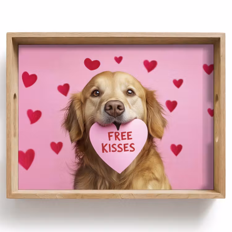 Bandeja - Perro - Beso- San Valentín - Corazones — 1