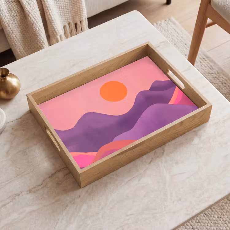 Bandeja - Sol - Colinas - Morado - Abstracto — 2