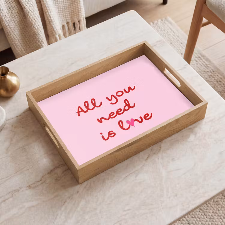 Bandeja - Texto - Rosa - Amor - Corazón — 2