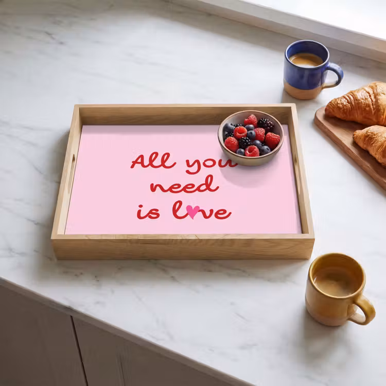 Bandeja - Texto - Rosa - Amor - Corazón — 3