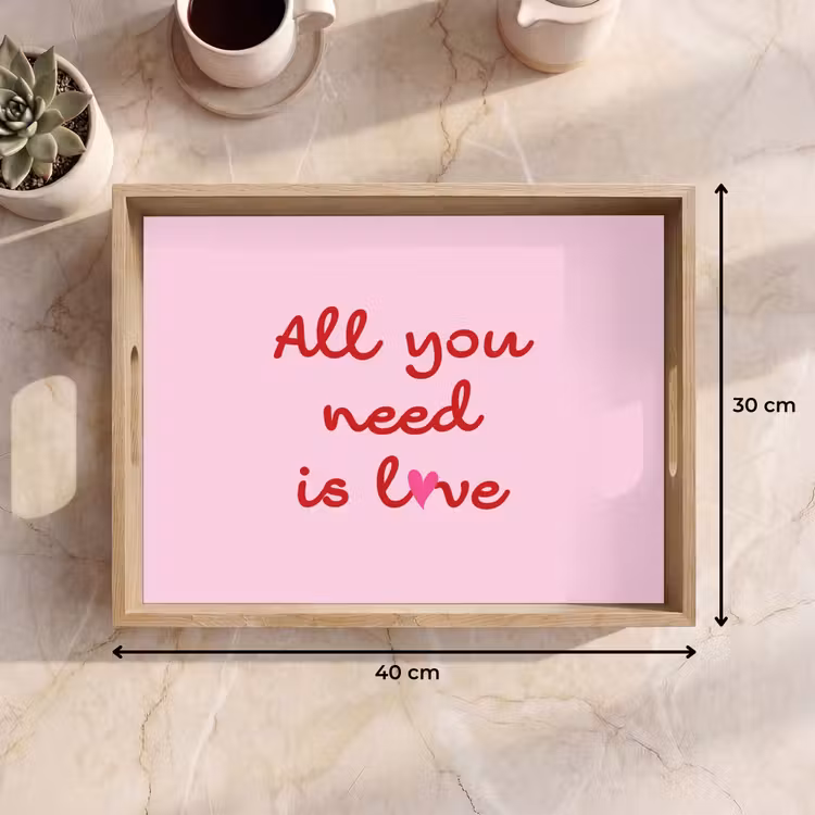 Bandeja - Texto - Rosa - Amor - Corazón — 7