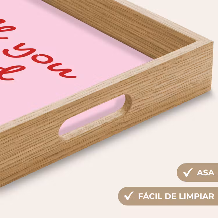 Bandeja - Texto - Rosa - Amor - Corazón — 8