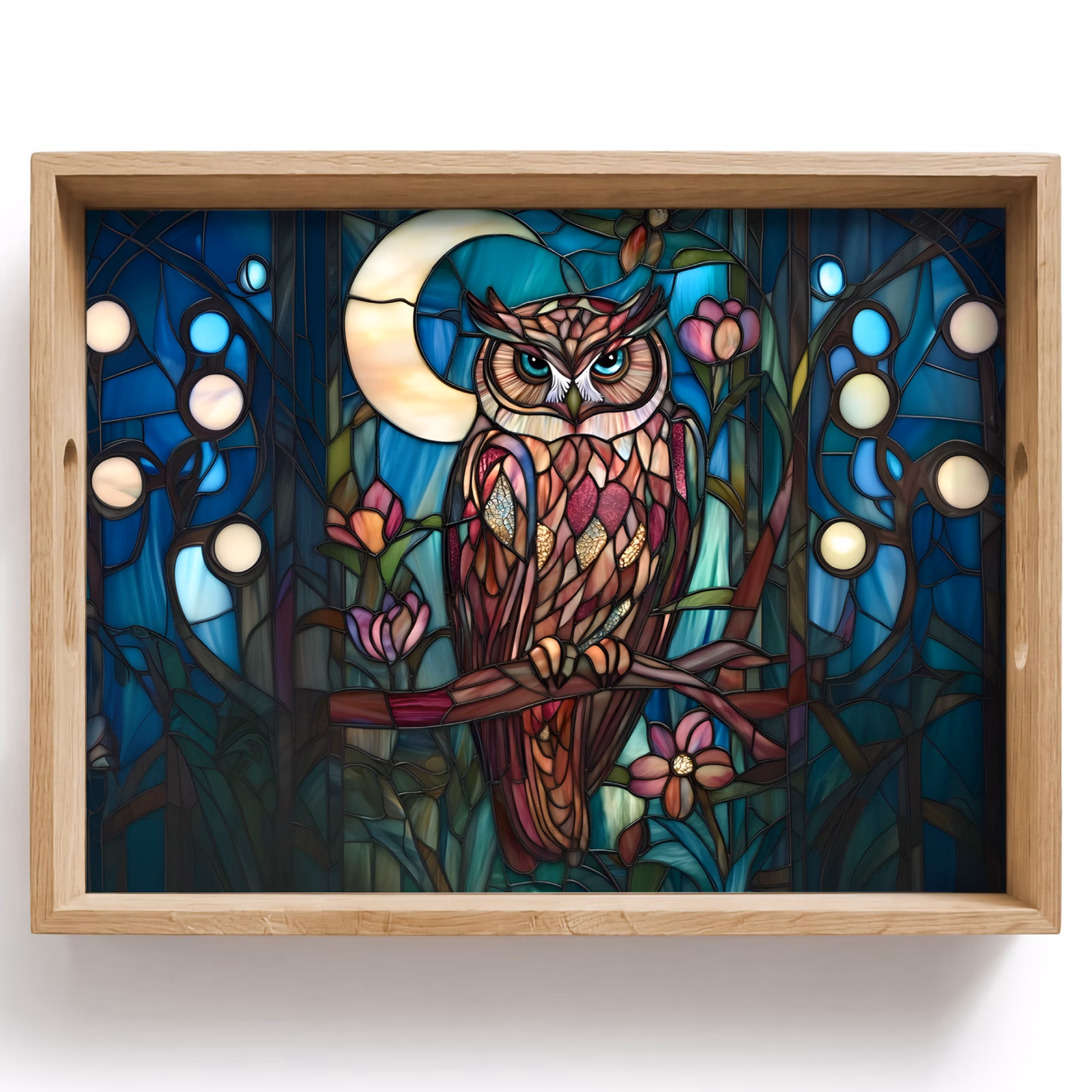 Bandeja - Búho - Mosaico - Luna - Noche — 1