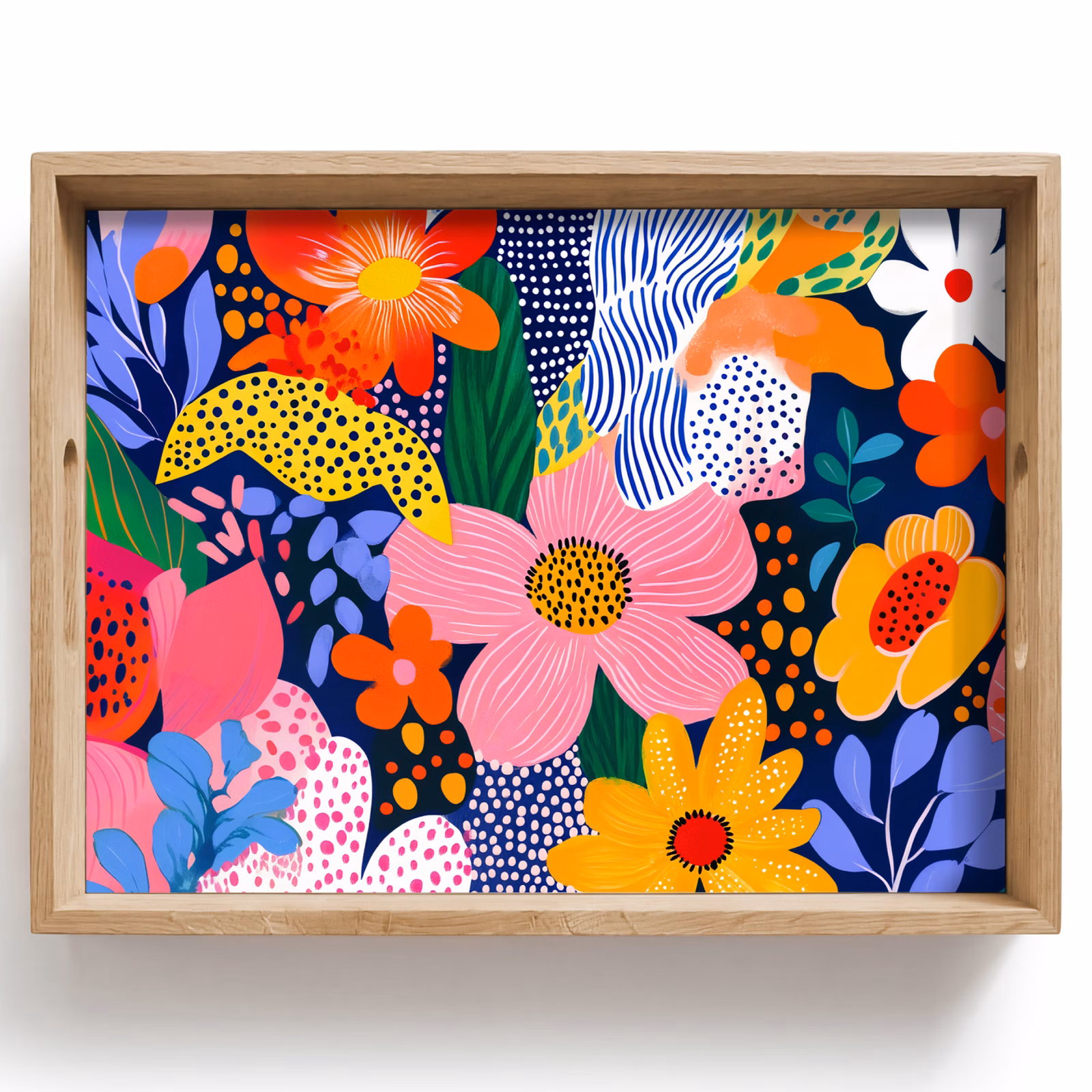Bandeja - Colorido - Flores - Abstracto - Lunares — 1