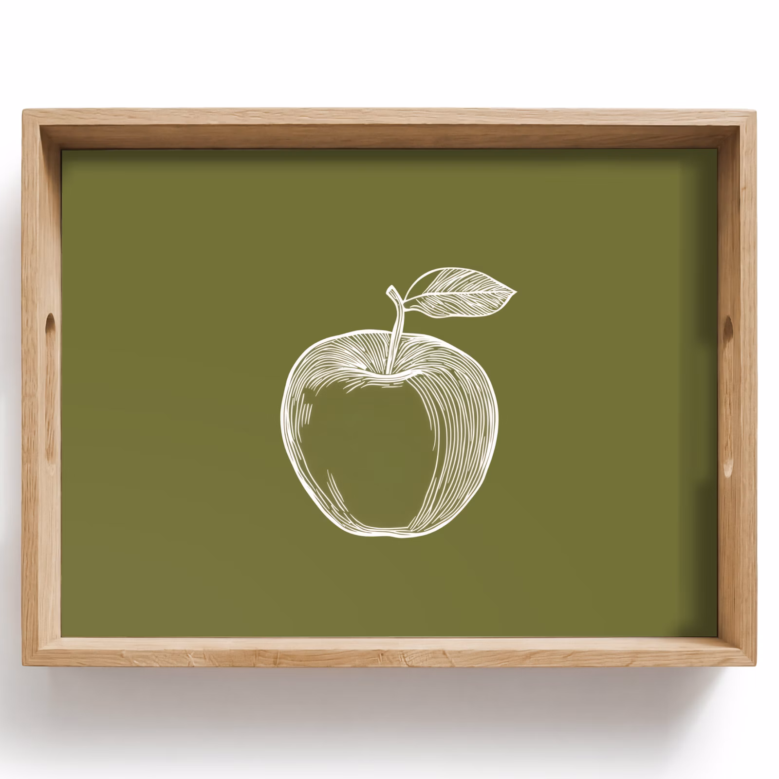 Bandeja - Dibujo lineal - Manzana - Verde oliva - Hoja — 1