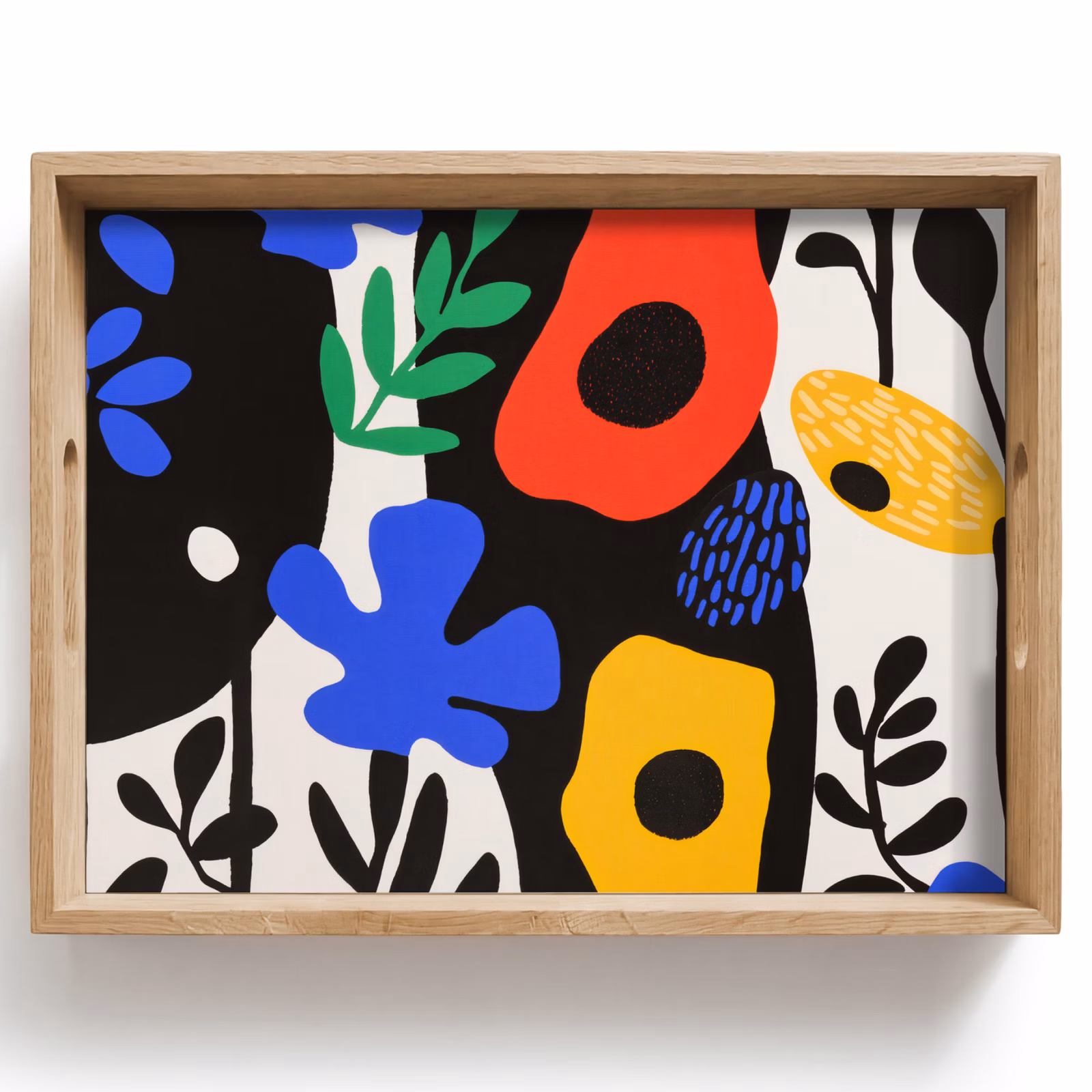 Bandeja - Flores - Hojas - Abstracto - Negro — 1