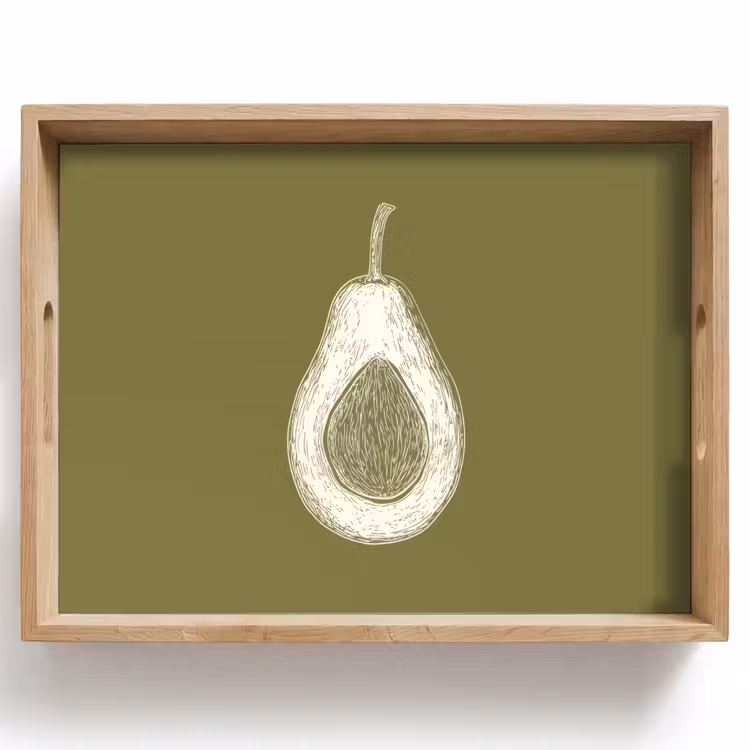 Bandeja - Aguacate - Minimalista - Ilustración - Verde — 1