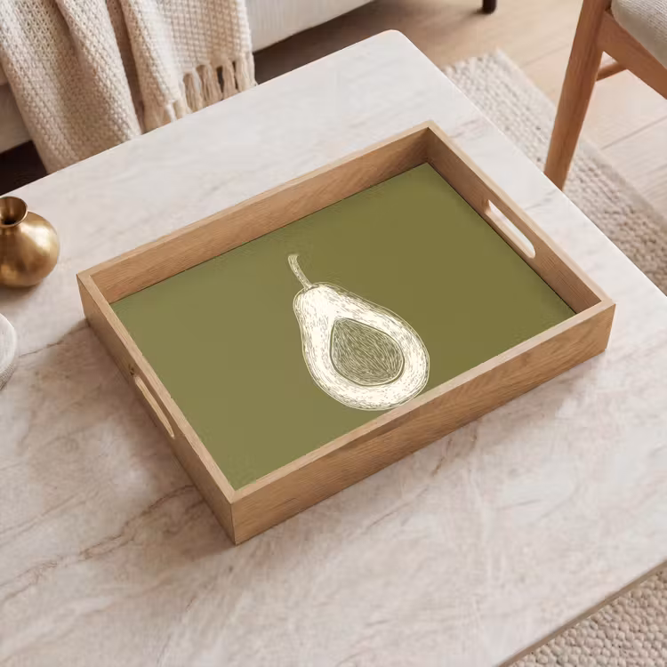 Bandeja - Aguacate - Minimalista - Ilustración - Verde — 2