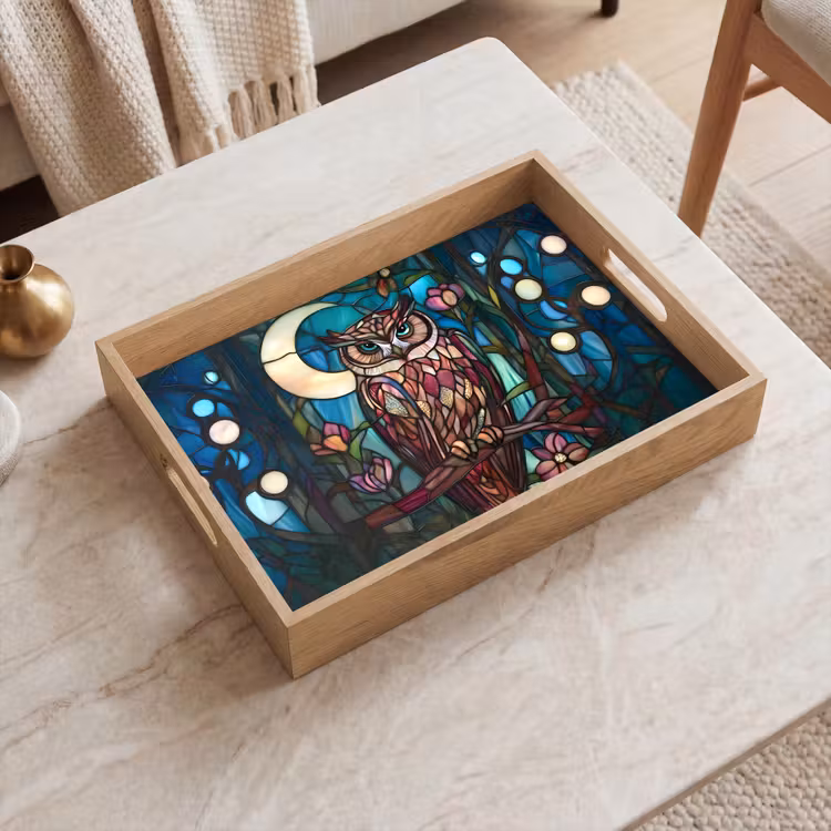 Bandeja - Búho - Mosaico - Luna - Noche — 2