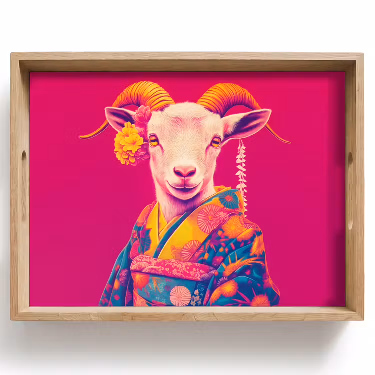 Bandeja - Cabra - Cuernos - Kimono - Colorido — 1