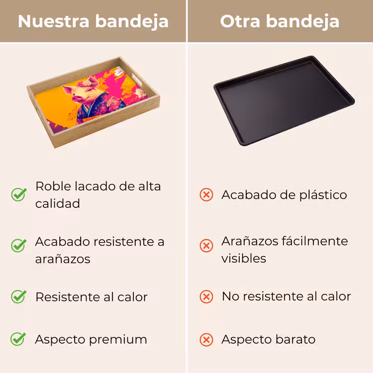 Bandeja - Cerdo - Corona de flores - Kimono - Abstracto — 9