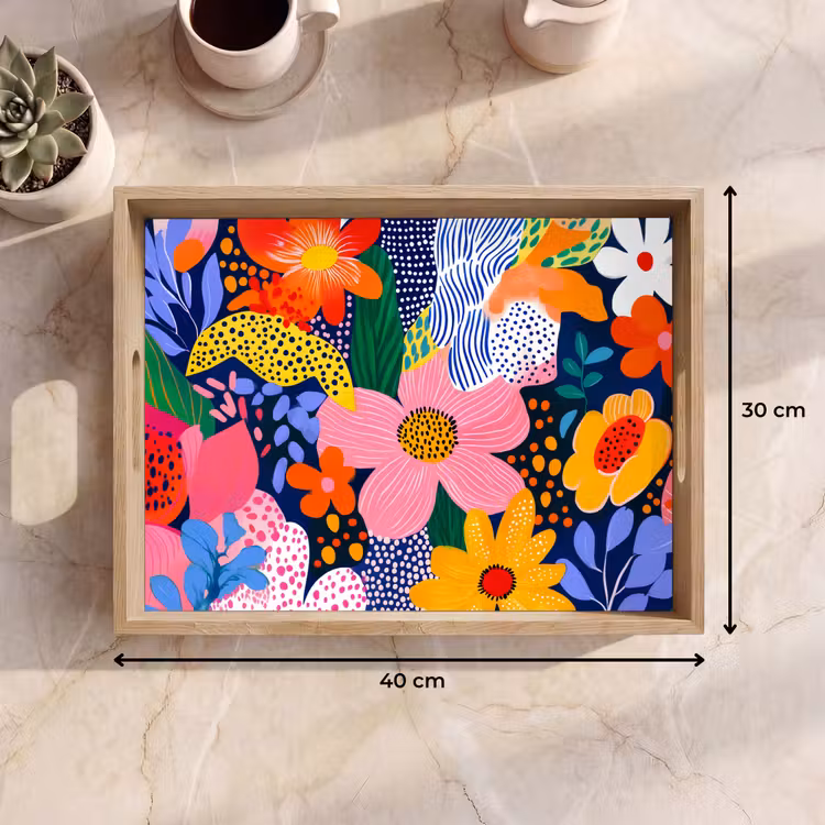 Bandeja - Colorido - Flores - Abstracto - Lunares — 7