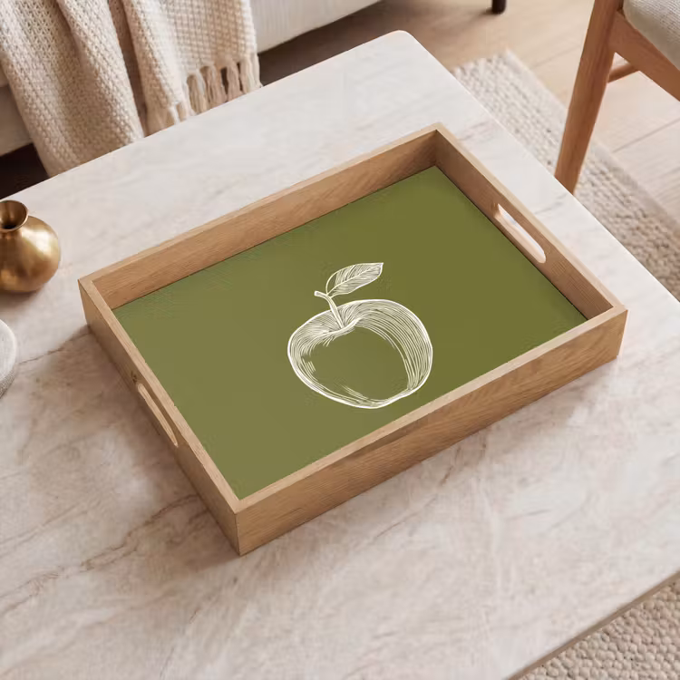Bandeja - Dibujo lineal - Manzana - Verde oliva - Hoja — 2