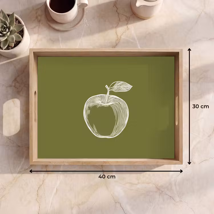 Bandeja - Dibujo lineal - Manzana - Verde oliva - Hoja — 7