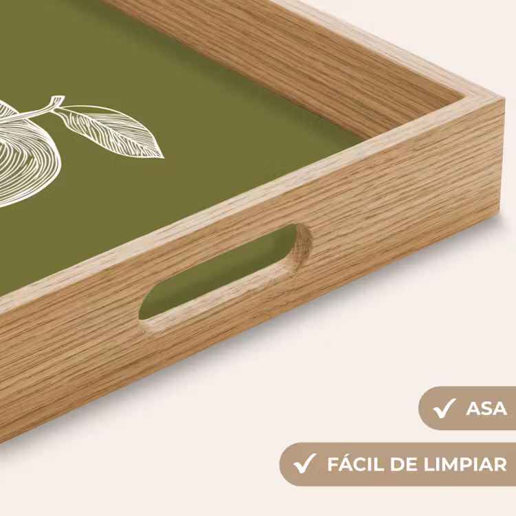 Bandeja - Dibujo lineal - Manzana - Verde oliva - Hoja — 8