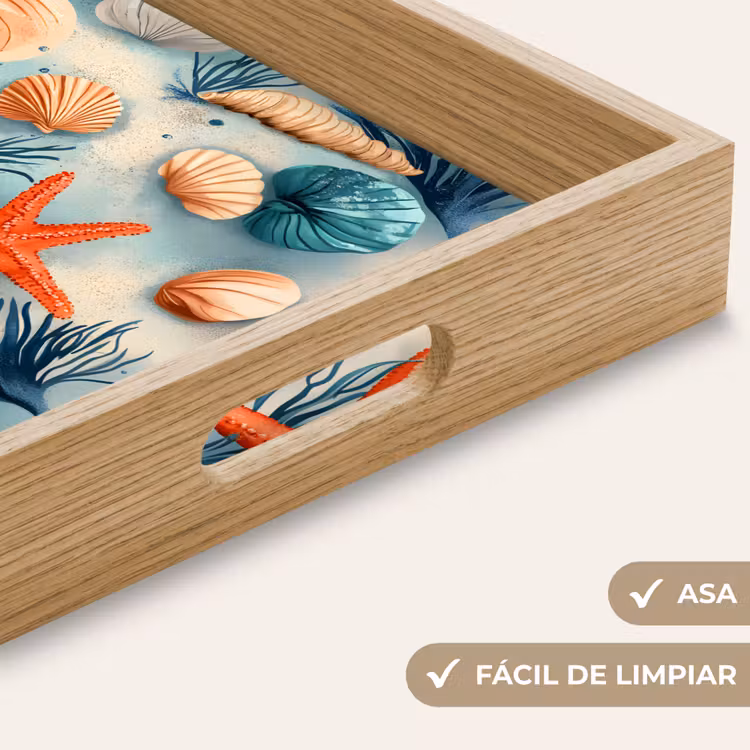 Bandeja - Estrellas de mar - Conchas - Ilustración - Arena — 8